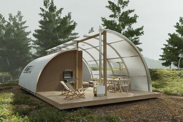 4-person mobile home/caravan Panorama Lodge met privé sanitair