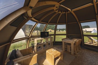4-persoons stacaravan/chalet Riverdome met privé sanitair