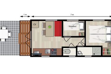 4-persoons stacaravan/chalet 2+2 (tot 12 jaar) Pipowagen
