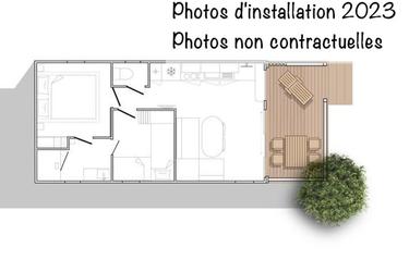 4-Personen Mobilheim New Family BDL 28m² - Air conditioning + TV + Covered Terrace
