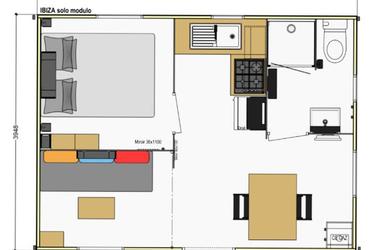 4-persoons bungalow Mobil Home Bleu Lagon Confort 2 Pièces 2/4 Personnes Climatisé + TV