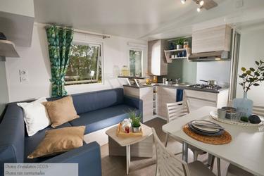 6-Personen Mobilheim New Space 32/33m² + Air Conditioning + TV + Covered Terrace