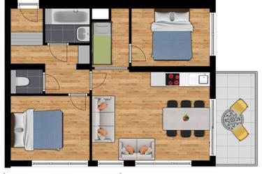 7-Personen Ferienwohnung Comfort | 2 Slaapkamers - Slaaphoek